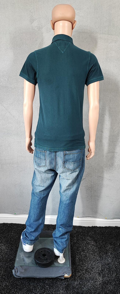 Vintage Tommy Hilfiger Polo Shirt Faded Green Retro 90s Men's Size Small S