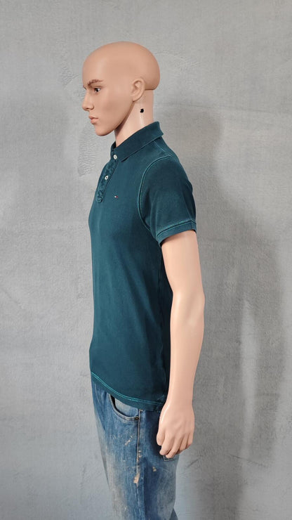 Vintage Tommy Hilfiger Polo Shirt Faded Green Retro 90s Men's Size Small S
