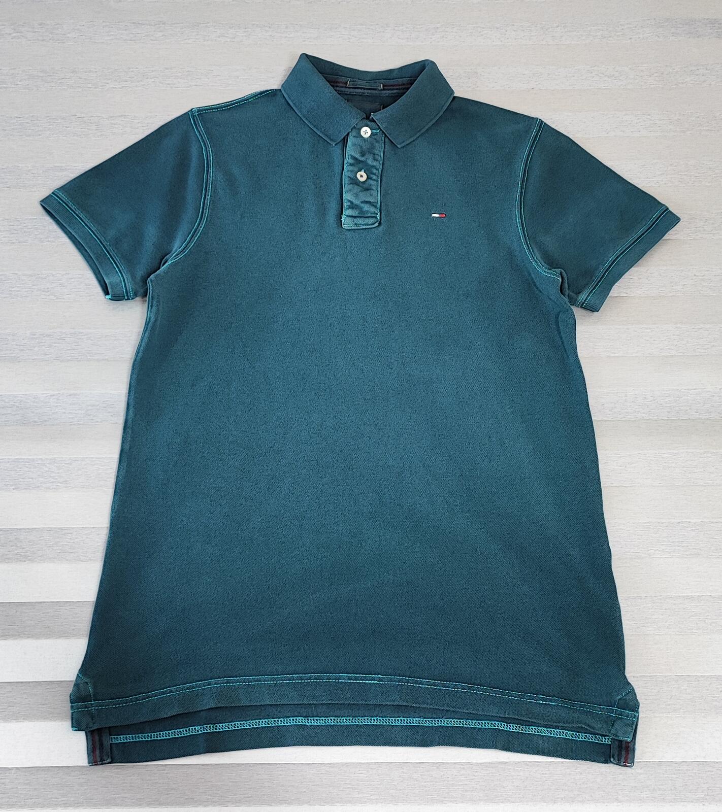 Vintage Tommy Hilfiger Polo Shirt Faded Green Retro 90s Men's Size Small S