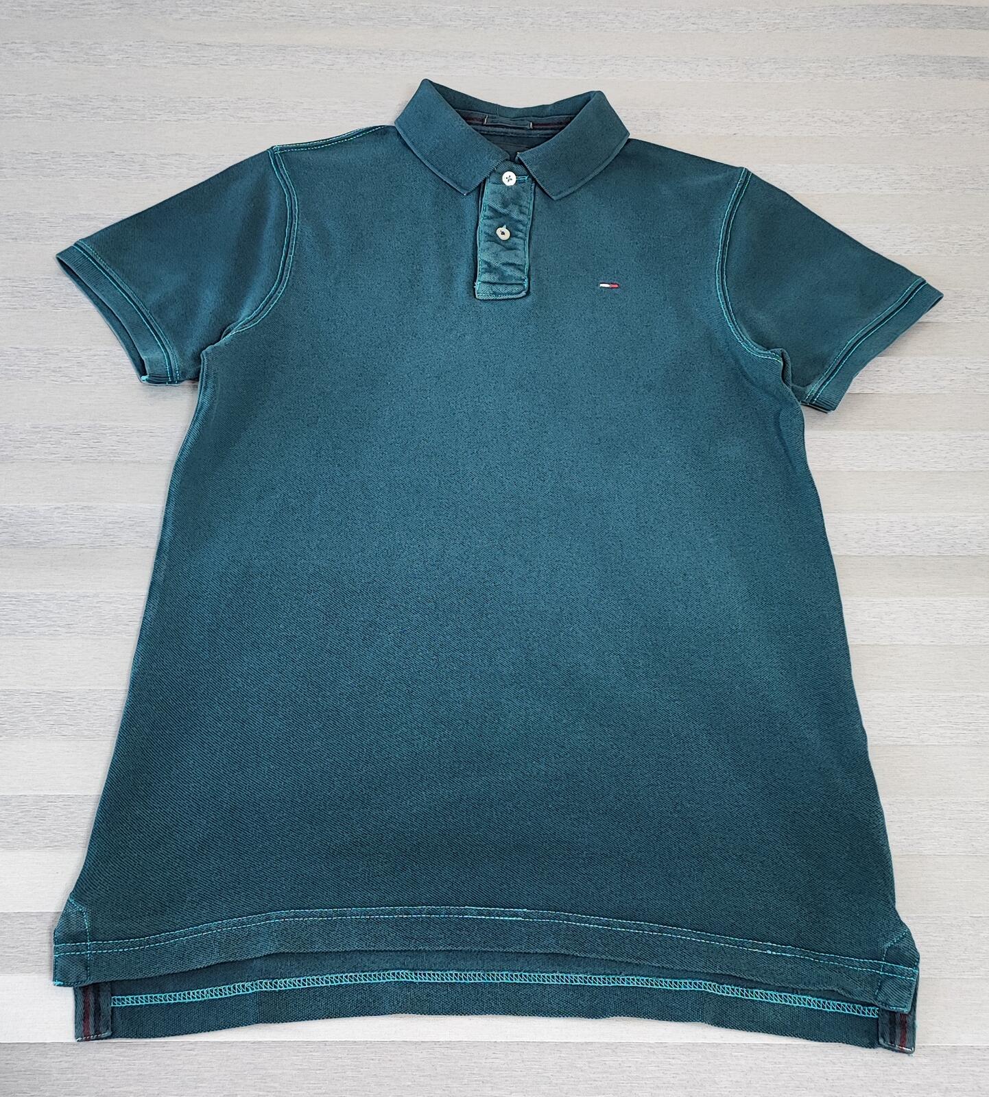 Vintage Tommy Hilfiger Polo Shirt Faded Green Retro 90s Men's Size Small S