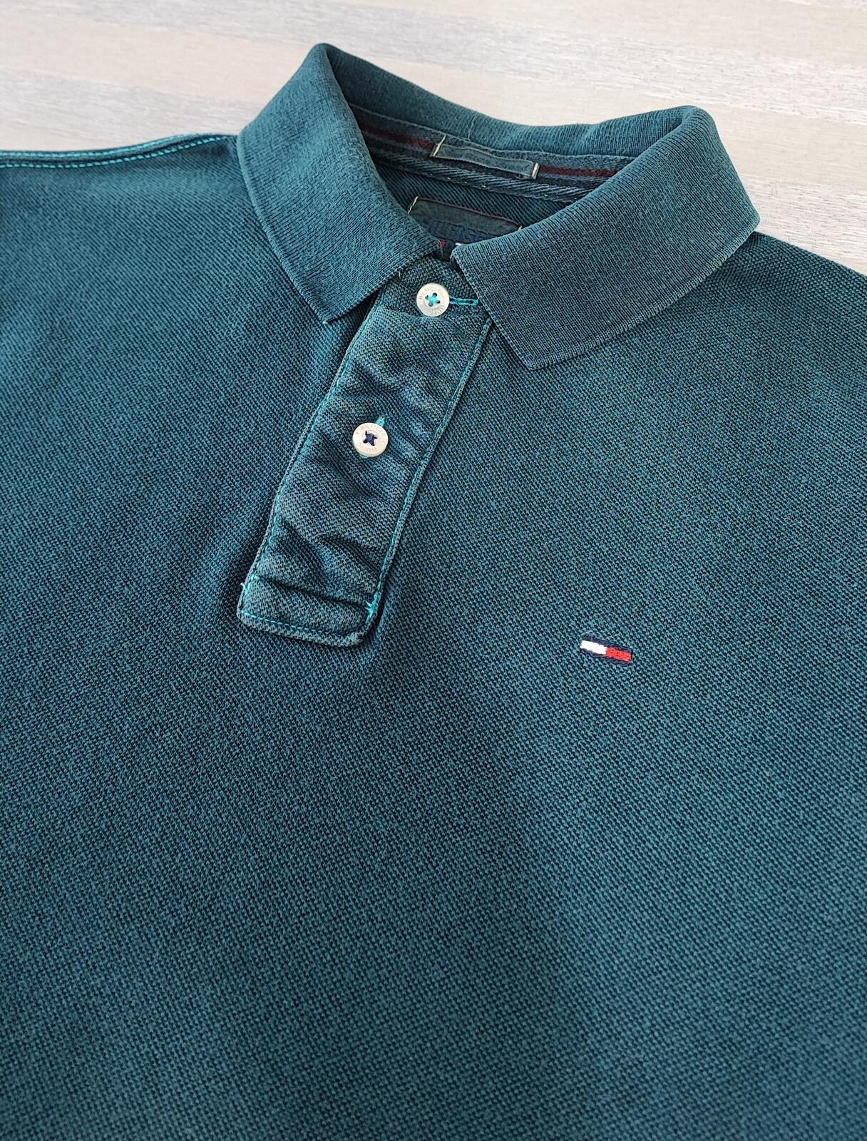 Vintage Tommy Hilfiger Polo Shirt Faded Green Retro 90s Men's Size Small S