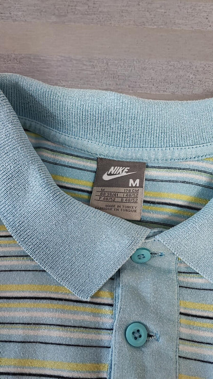 Vintage Nike Embroidered Swoosh Polo Shirt Sky Blue Retro 90s Men's Size Small S