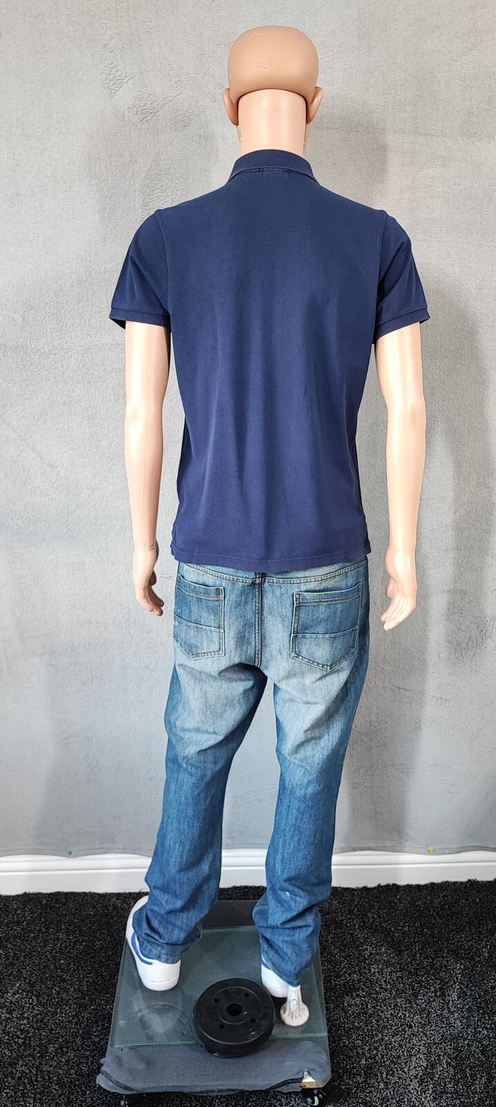 Vintage Gant Embroidered Logo Polo Shirt Faded Navy Blue Retro 90s Men's Size M