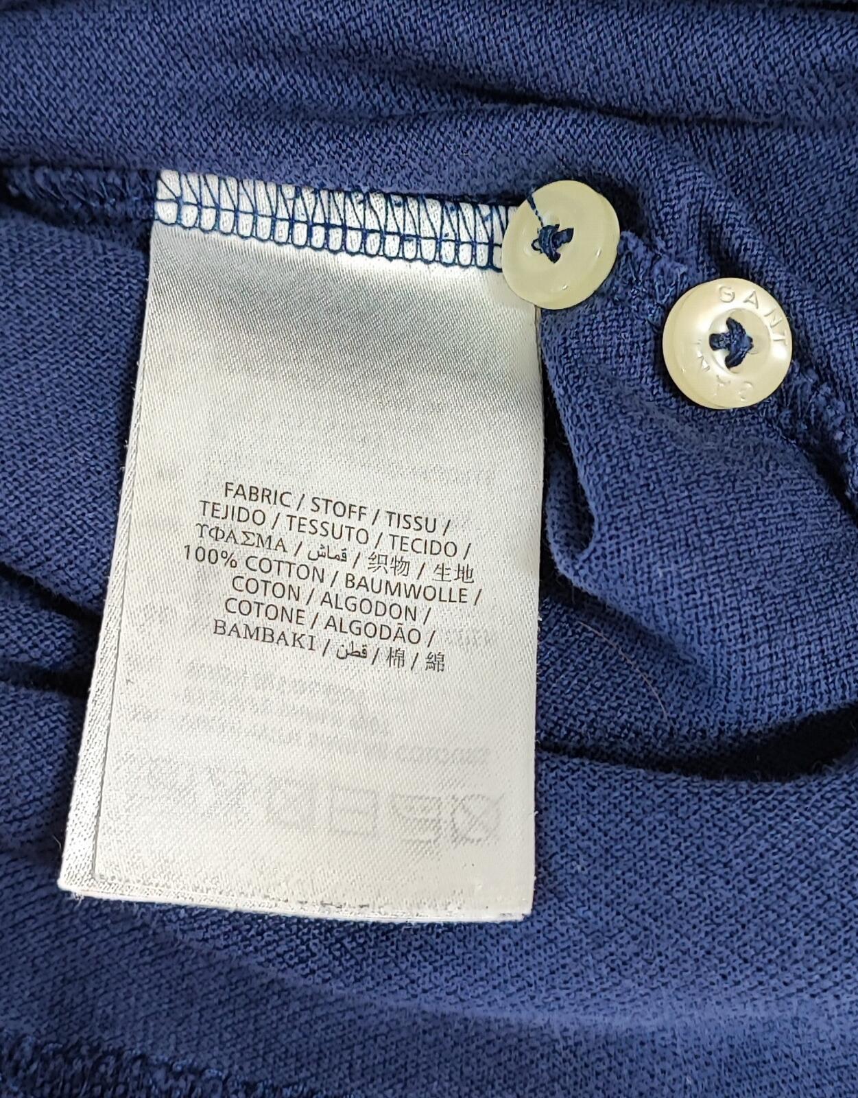 Vintage Gant Embroidered Logo Polo Shirt Faded Navy Blue Retro 90s Men's Size M