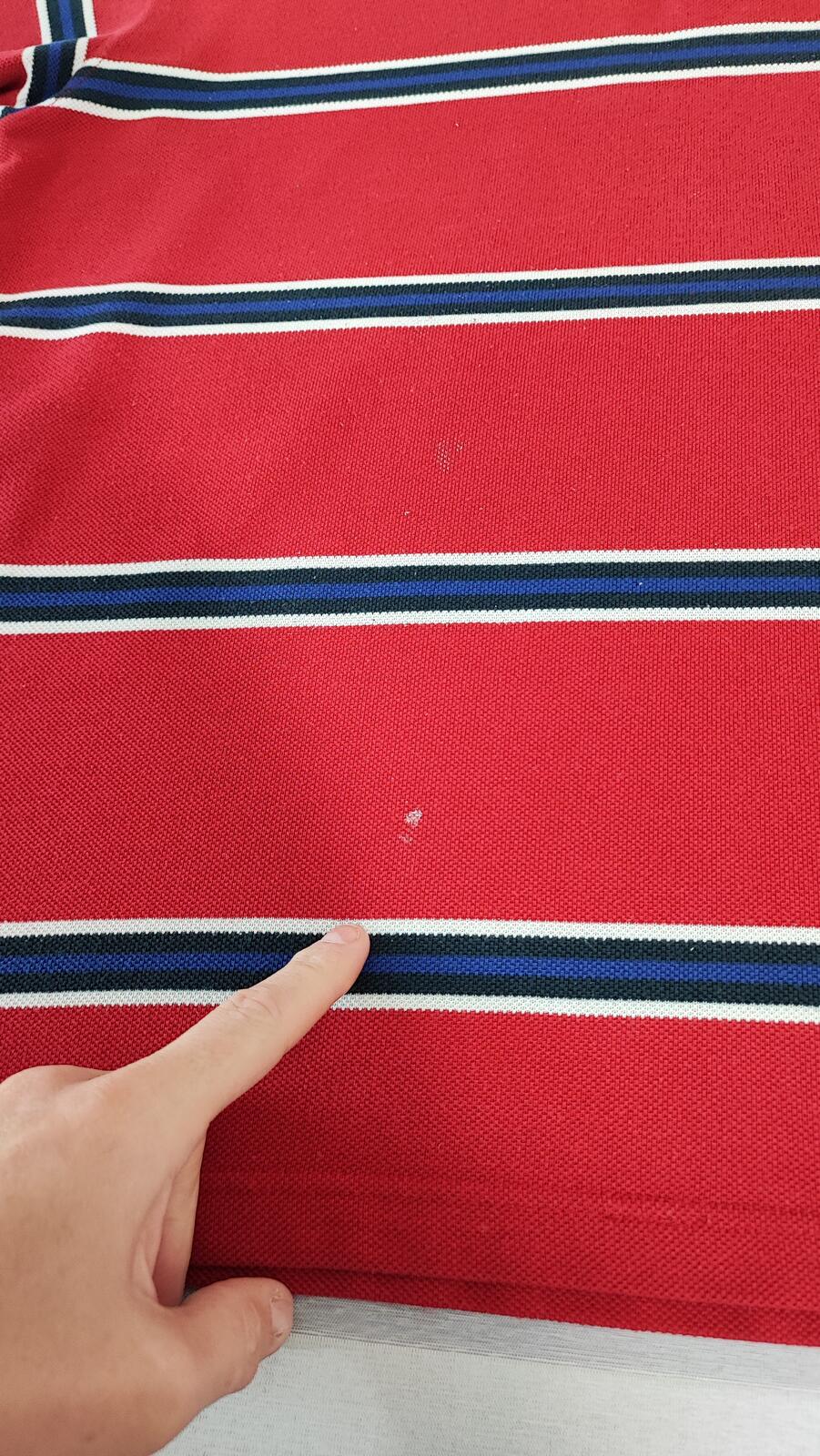 Vintage Reebok Embroidered Polo Shirt Red Blue Striped Retro 90s Men Size XL