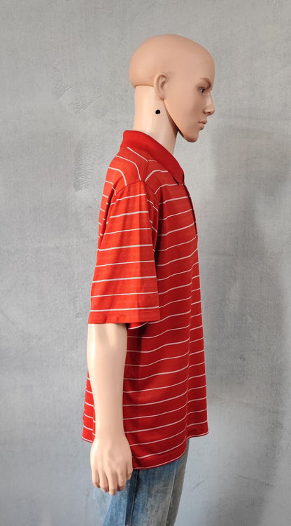 Vintage Nike Dri-Fit Striped Golf Polo Shirt Red White Black Retro Y2K Men's Size XXL
