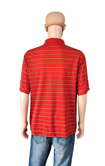 Vintage Nike Dri-Fit Striped Golf Polo Shirt Red White Black Retro Y2K Men's Size XXL