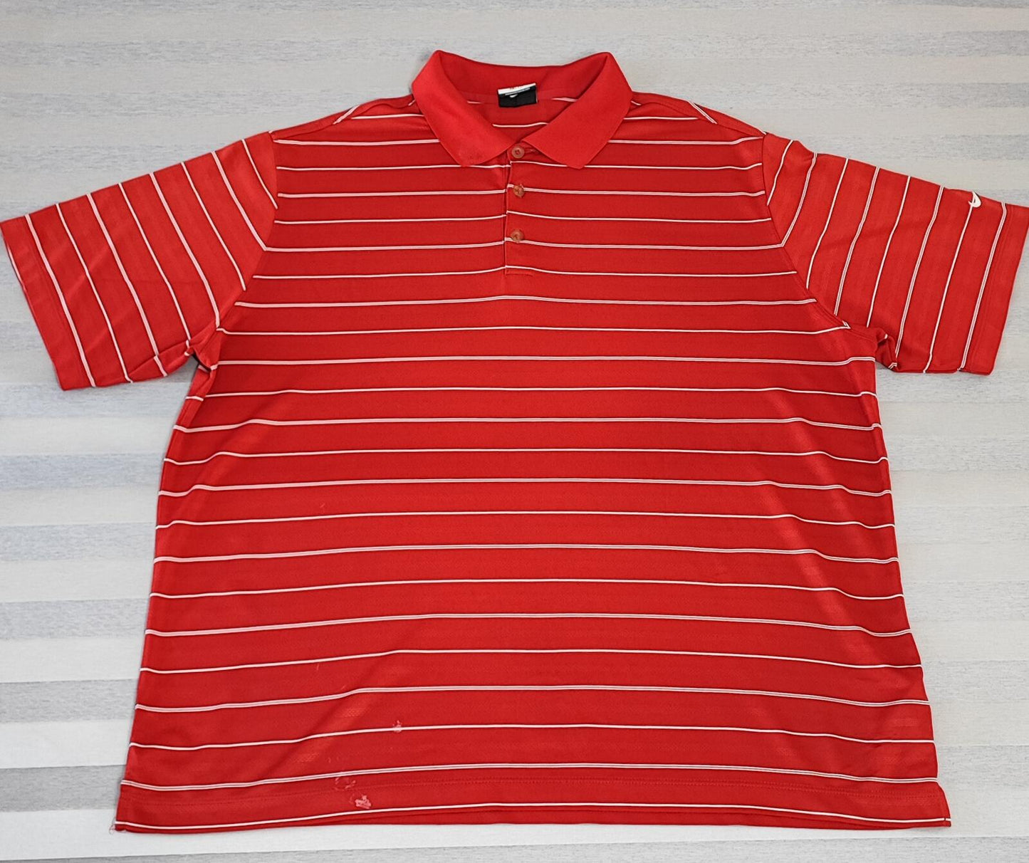 Vintage Nike Dri-Fit Striped Golf Polo Shirt Red White Black Retro Y2K Men's Size XXL