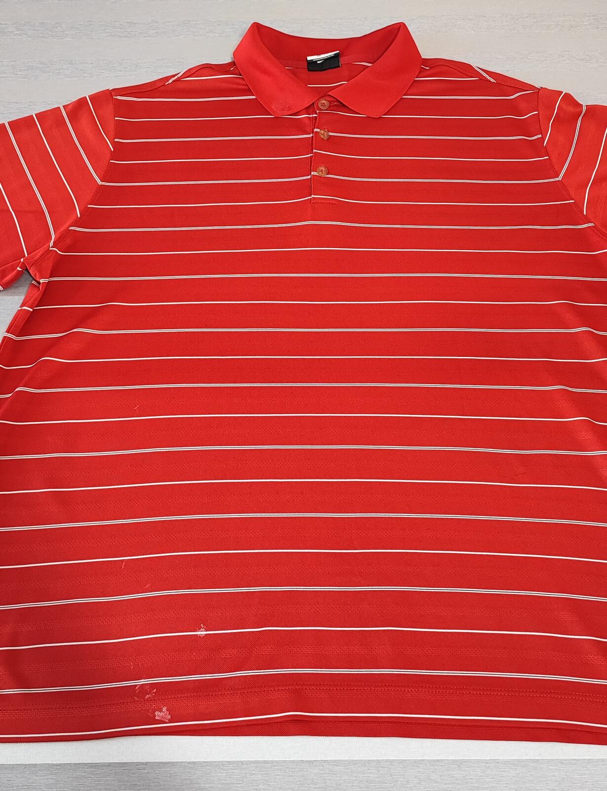 Vintage Nike Dri-Fit Striped Golf Polo Shirt Red White Black Retro Y2K Men's Size XXL