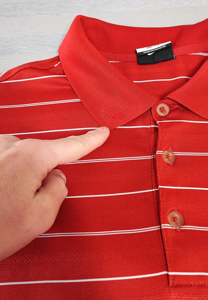 Vintage Nike Dri-Fit Striped Golf Polo Shirt Red White Black Retro Y2K Men's Size XXL