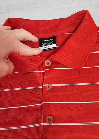 Vintage Nike Dri-Fit Striped Golf Polo Shirt Red White Black Retro Y2K Men's Size XXL