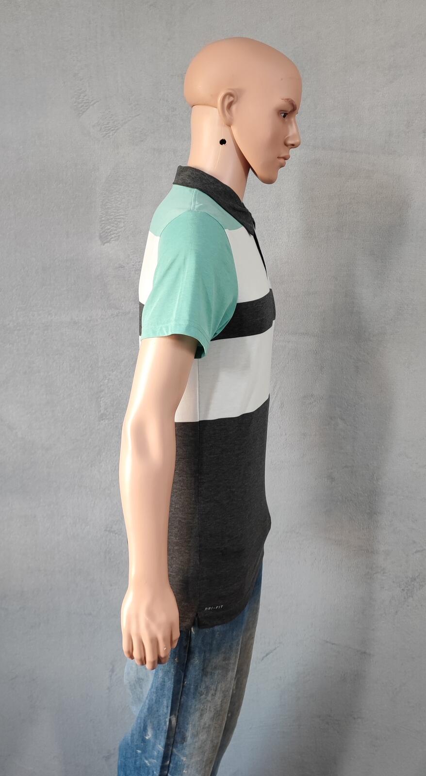 Vintage Nike Dri-Fit Polo Shirt Grey White Mint Green Retro Y2K Men's Size Small