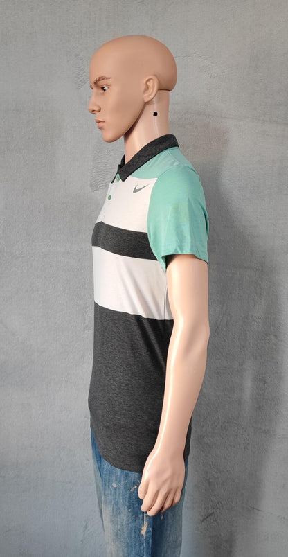 Vintage Nike Dri-Fit Polo Shirt Grey White Mint Green Retro Y2K Men's Size Small