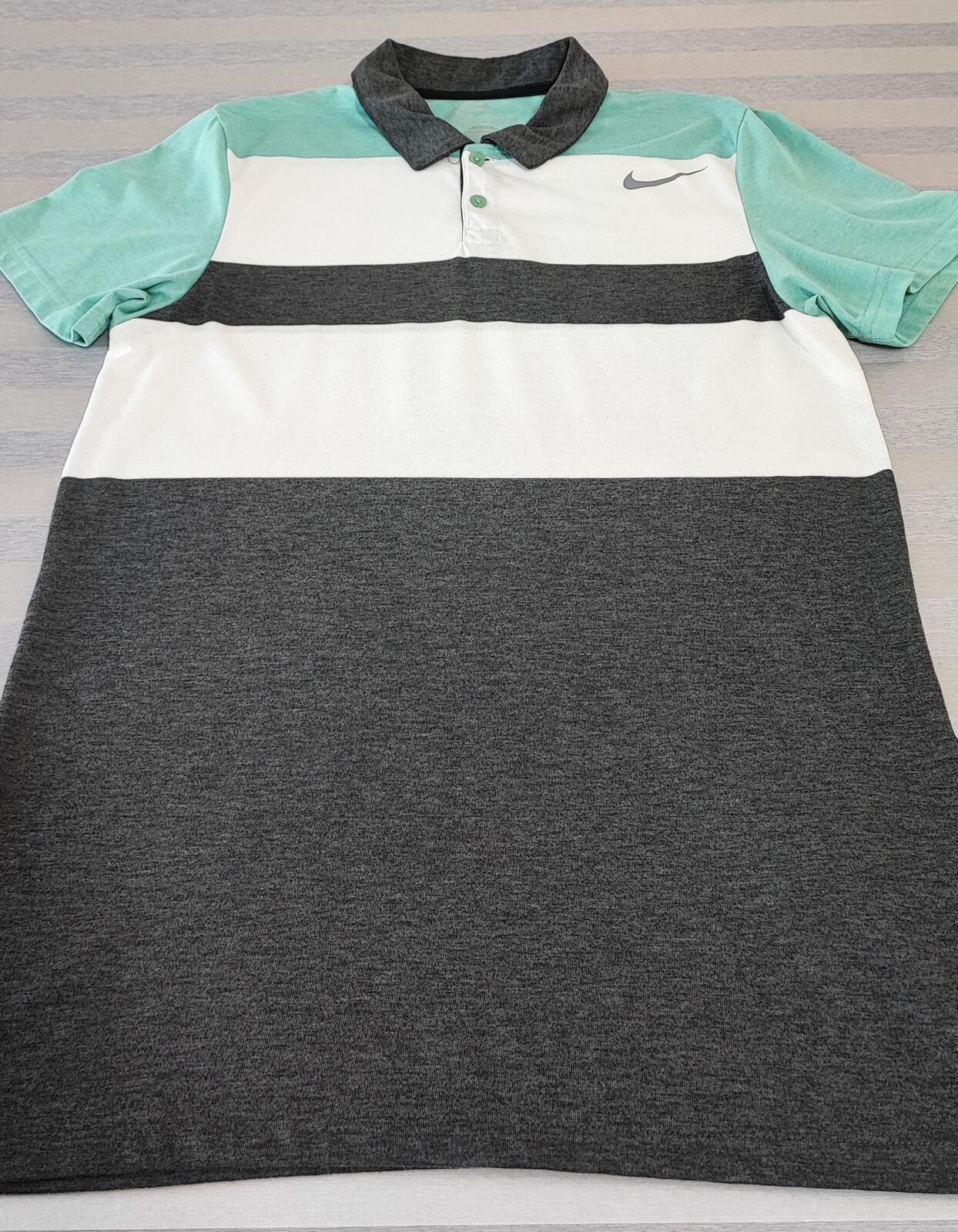 Vintage Nike Dri-Fit Polo Shirt Grey White Mint Green Retro Y2K Men's Size Small