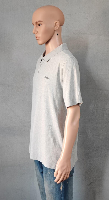 Vintage Reebok Embroidered Logo Polo Shirt Grey Retro 90s Men's Size Large L