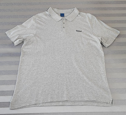 Vintage Reebok Embroidered Logo Polo Shirt Grey Retro 90s Men's Size Large L