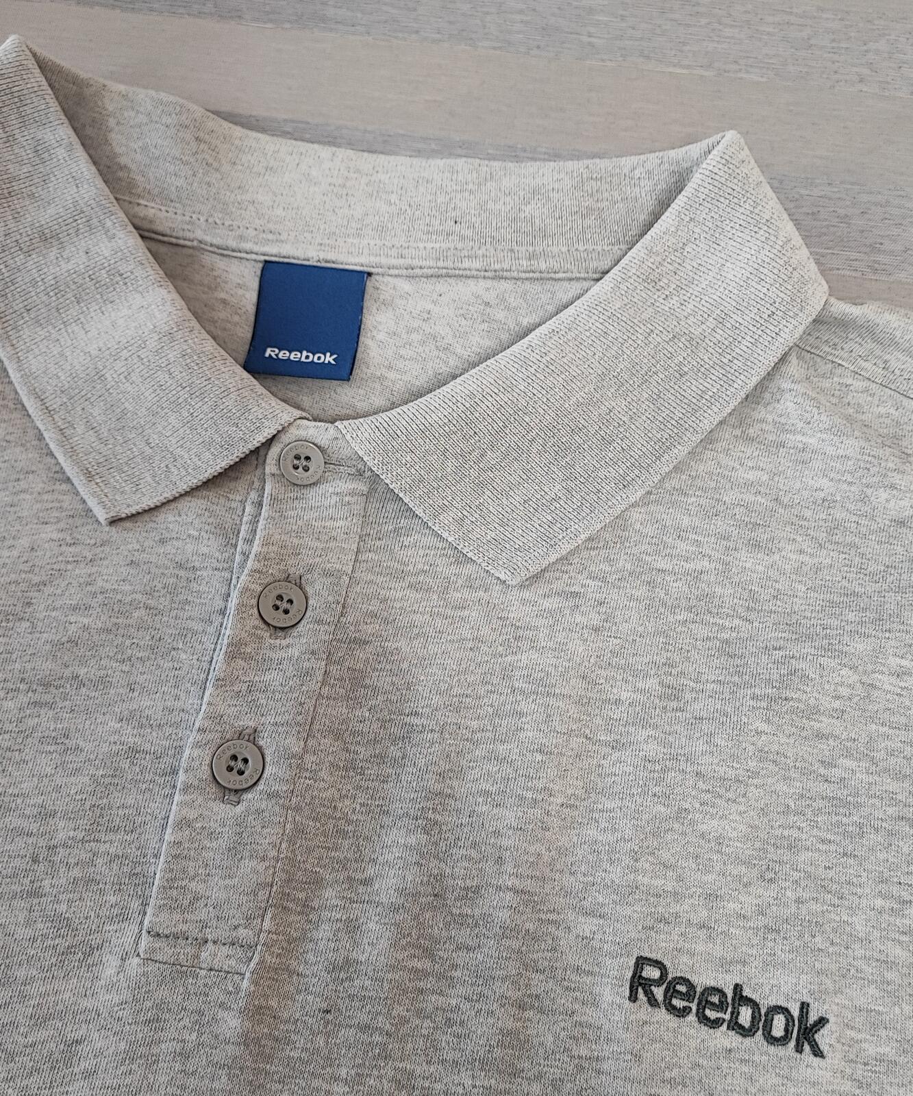 Vintage Reebok Embroidered Logo Polo Shirt Grey Retro 90s Men's Size Large L
