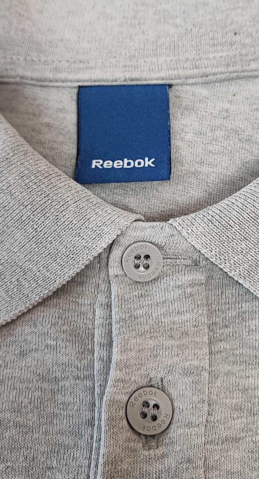 Vintage Reebok Embroidered Logo Polo Shirt Grey Retro 90s Men's Size Large L