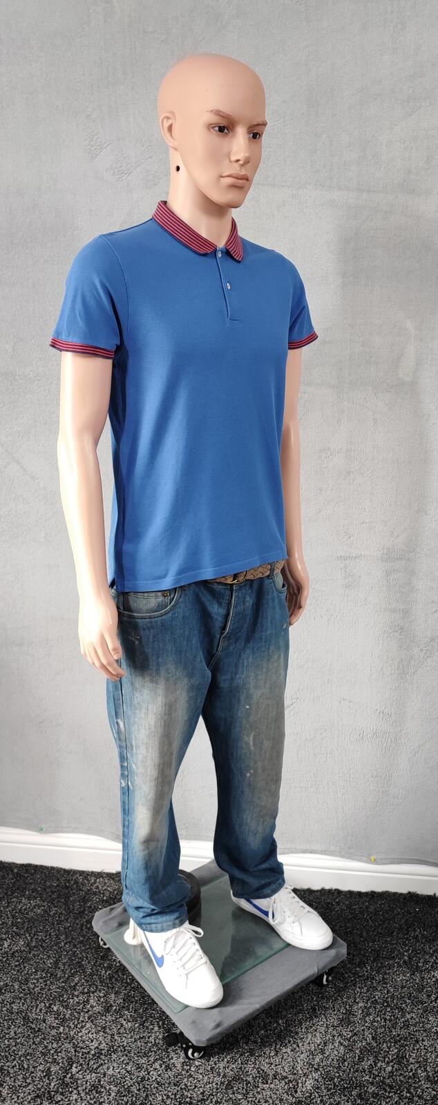 Vintage Ben Sherman Embroidered Logo Polo Shirt Blue Retro 90s Men's Size S