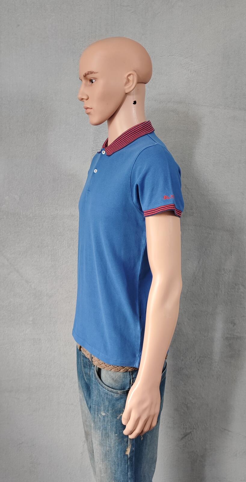 Vintage Ben Sherman Embroidered Logo Polo Shirt Blue Retro 90s Men's Size S