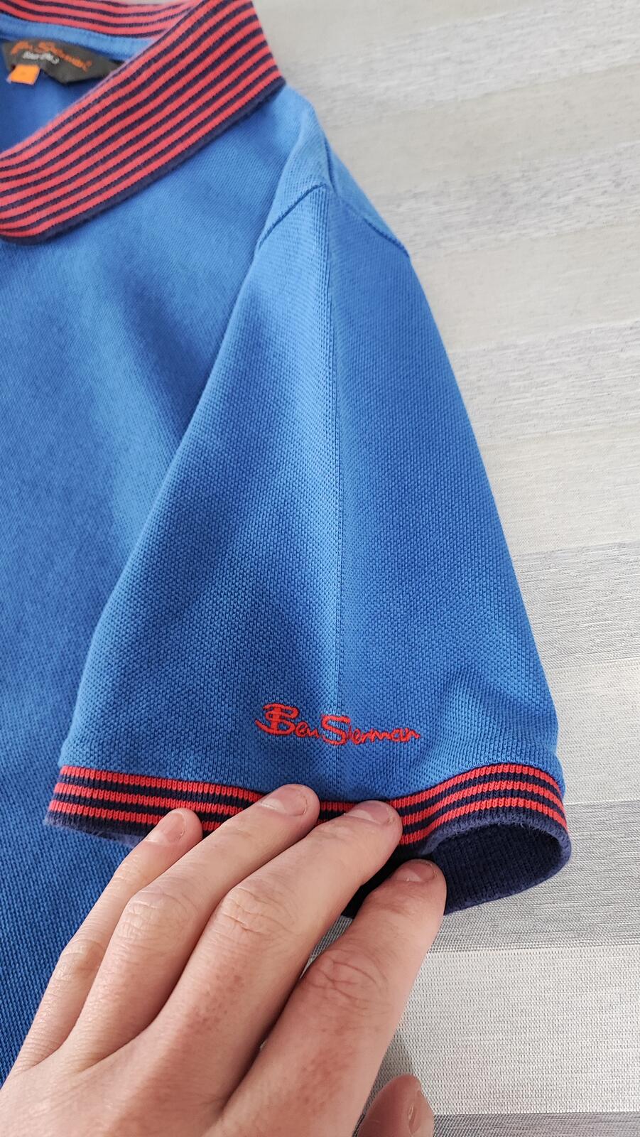 Vintage Ben Sherman Embroidered Logo Polo Shirt Blue Retro 90s Men's Size S