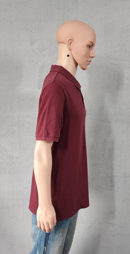 Vintage CK Calvin Klein Logo Polo Shirt Burgundy Maroon Retro 90s Men's Size L