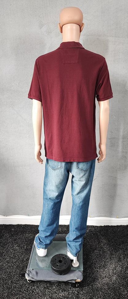 Vintage CK Calvin Klein Logo Polo Shirt Burgundy Maroon Retro 90s Men's Size L