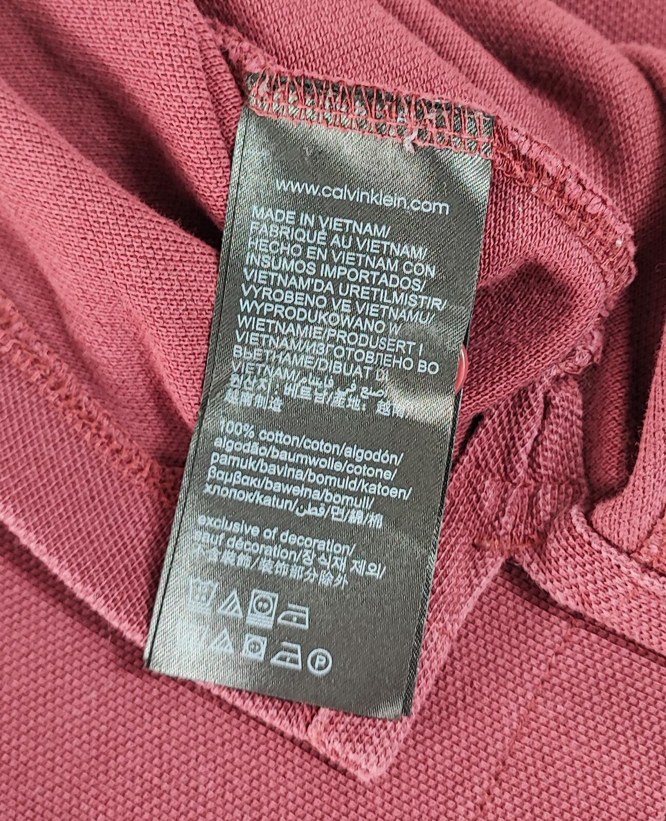 Vintage CK Calvin Klein Logo Polo Shirt Burgundy Maroon Retro 90s Men's Size L