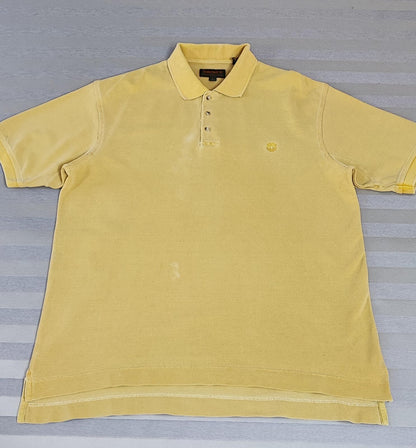 Vintage Timberland Weather Gear Polo Shirt Faded Mustard Yellow 90s Men Size XXL