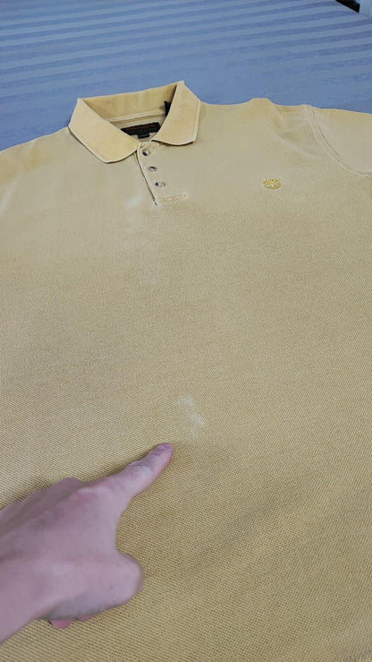 Vintage Timberland Weather Gear Polo Shirt Faded Mustard Yellow 90s Men Size XXL