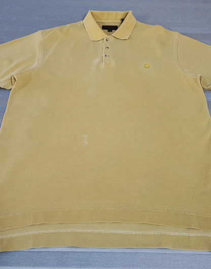 Vintage Timberland Weather Gear Polo Shirt Faded Mustard Yellow 90s Men Size XXL