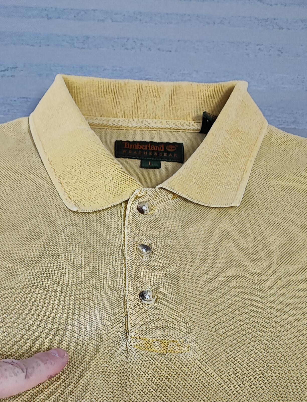 Vintage Timberland Weather Gear Polo Shirt Faded Mustard Yellow 90s Men Size XXL