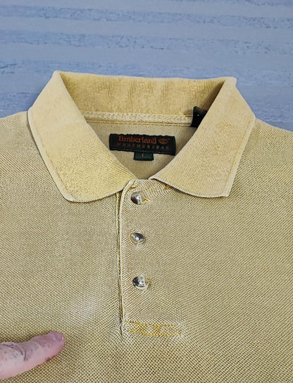 Vintage Timberland Weather Gear Polo Shirt Faded Mustard Yellow 90s Men Size XXL