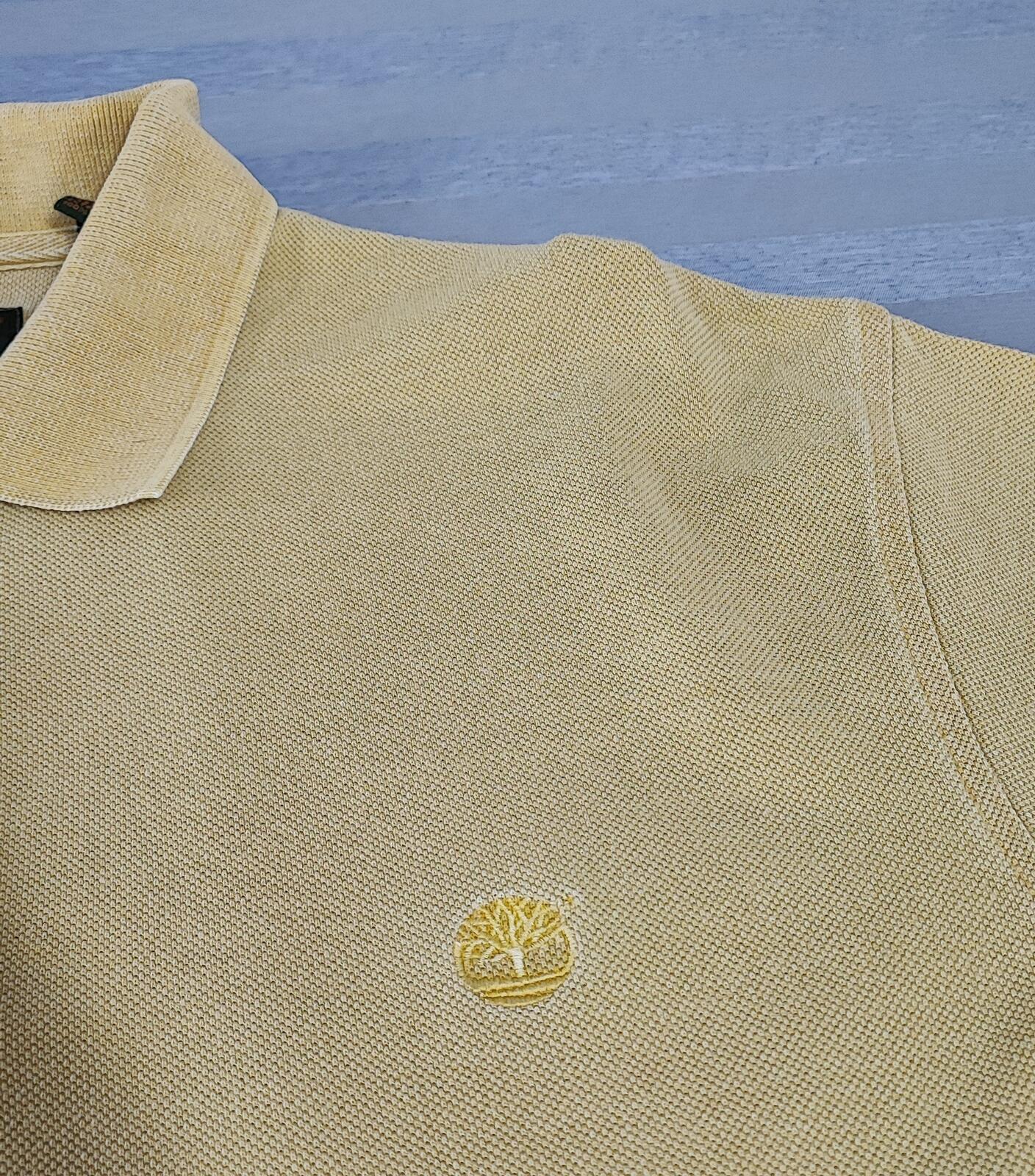 Vintage Timberland Weather Gear Polo Shirt Faded Mustard Yellow 90s Men Size XXL