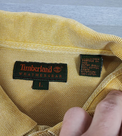 Vintage Timberland Weather Gear Polo Shirt Faded Mustard Yellow 90s Men Size XXL