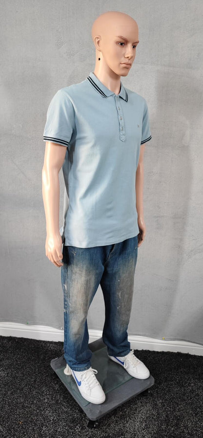Vintage Diesel Embroidered Logo Polo Shirt Blue Contrast Retro Y2K Men's Size L