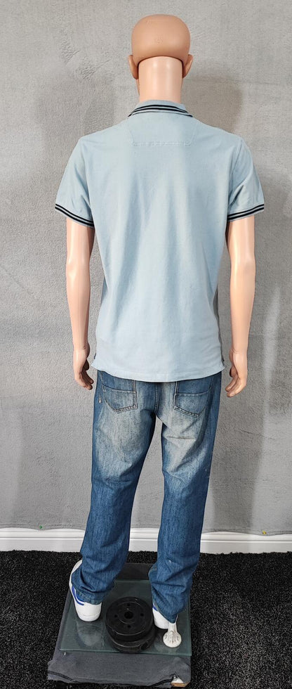 Vintage Diesel Embroidered Logo Polo Shirt Blue Contrast Retro Y2K Men's Size L