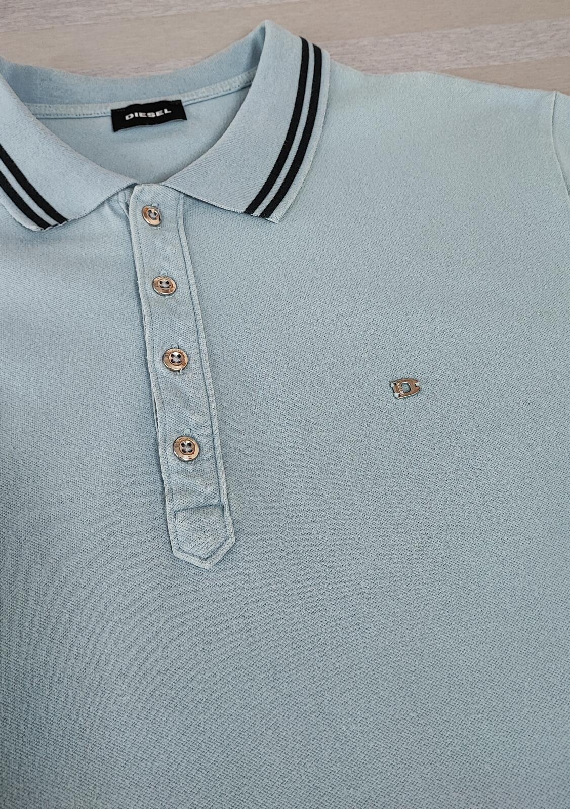 Vintage Diesel Embroidered Logo Polo Shirt Blue Contrast Retro Y2K Men's Size L