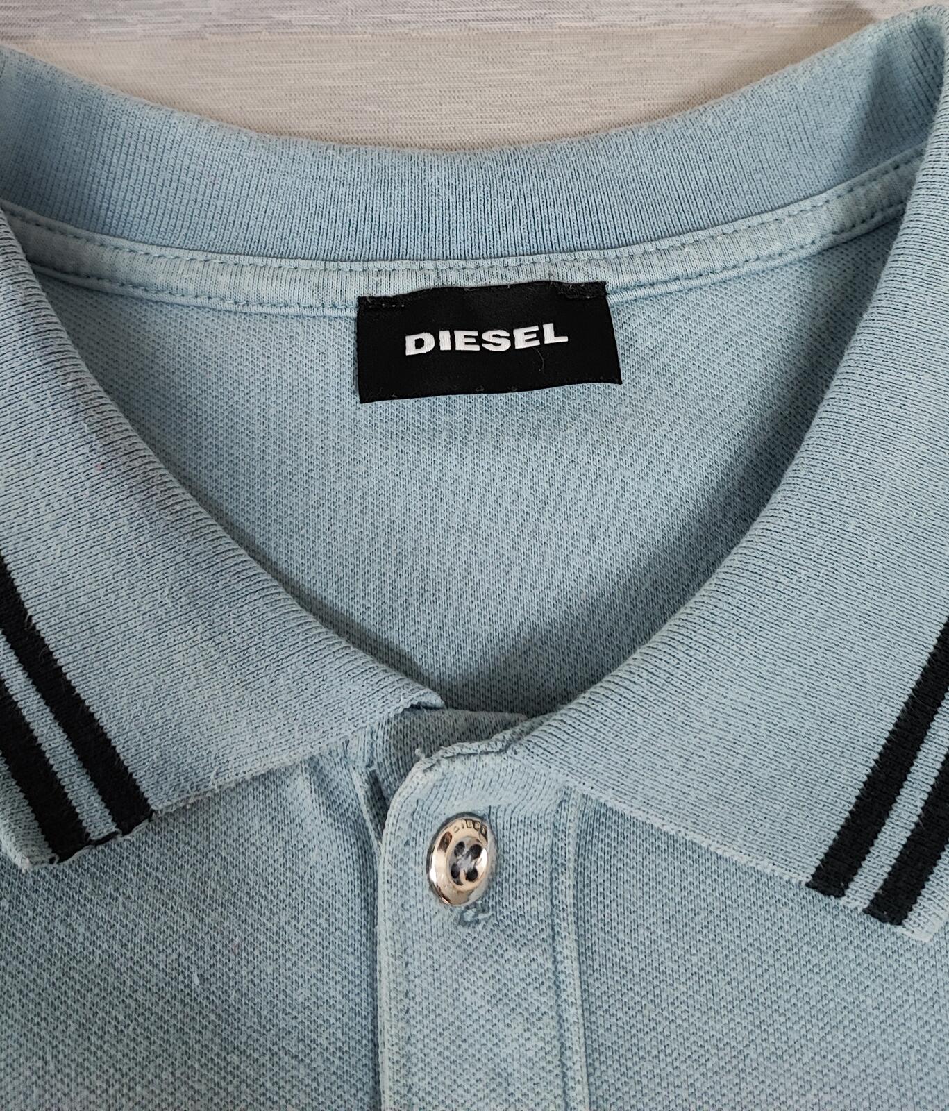 Vintage Diesel Embroidered Logo Polo Shirt Blue Contrast Retro Y2K Men's Size L