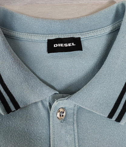 Vintage Diesel Embroidered Logo Polo Shirt Blue Contrast Retro Y2K Men's Size L