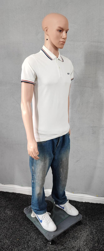 Vintage Jack & Jones Classic Polo Shirt Faded White Retro Y2K Men's Size Small S