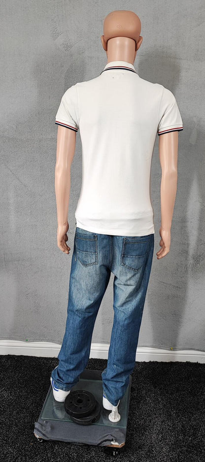 Vintage Jack & Jones Classic Polo Shirt Faded White Retro Y2K Men's Size Small S