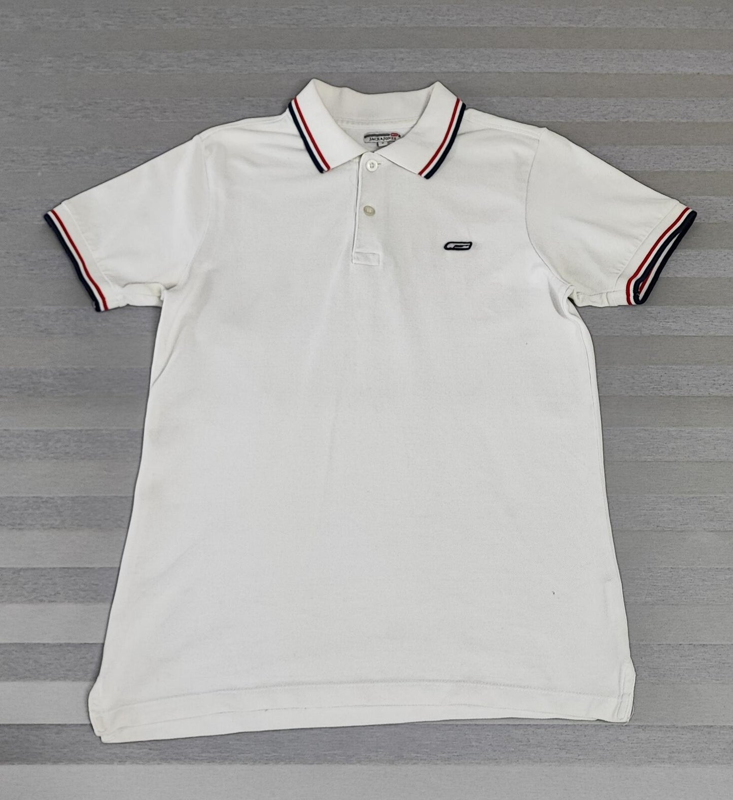 Vintage Jack & Jones Classic Polo Shirt Faded White Retro Y2K Men's Size Small S