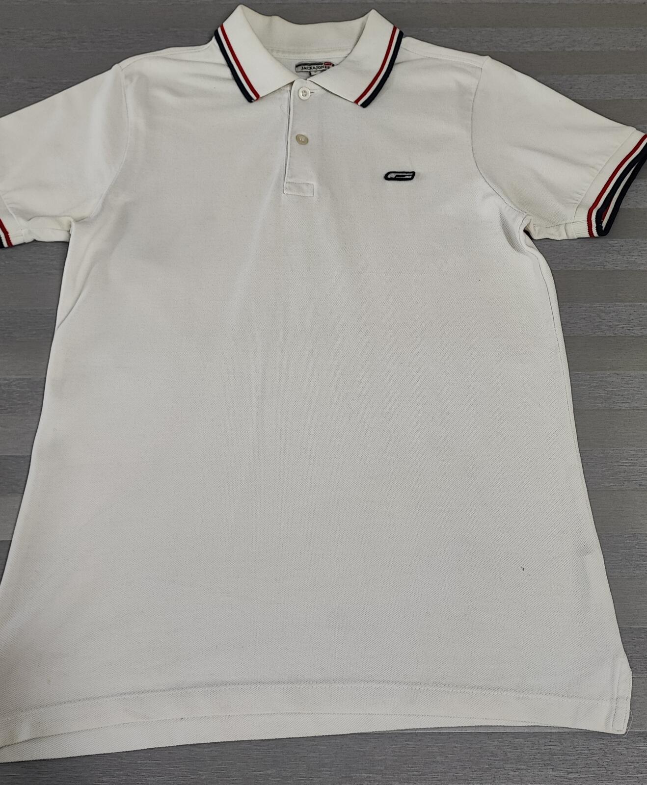 Vintage Jack & Jones Classic Polo Shirt Faded White Retro Y2K Men's Size Small S