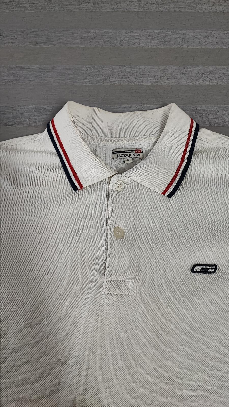Vintage Jack & Jones Classic Polo Shirt Faded White Retro Y2K Men's Size Small S