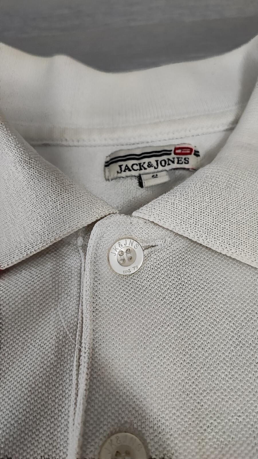 Vintage Jack & Jones Classic Polo Shirt Faded White Retro Y2K Men's Size Small S