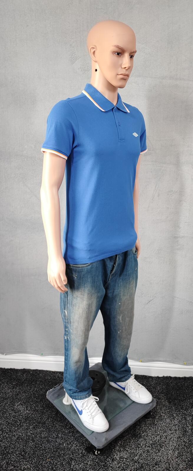 Vintage Umbro Embroidered Logo Polo Shirt Blue Retro 90s Men's Size Small S