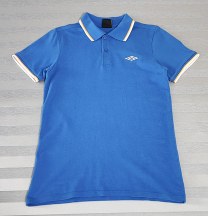 Vintage Umbro Embroidered Logo Polo Shirt Blue Retro 90s Men's Size Small S