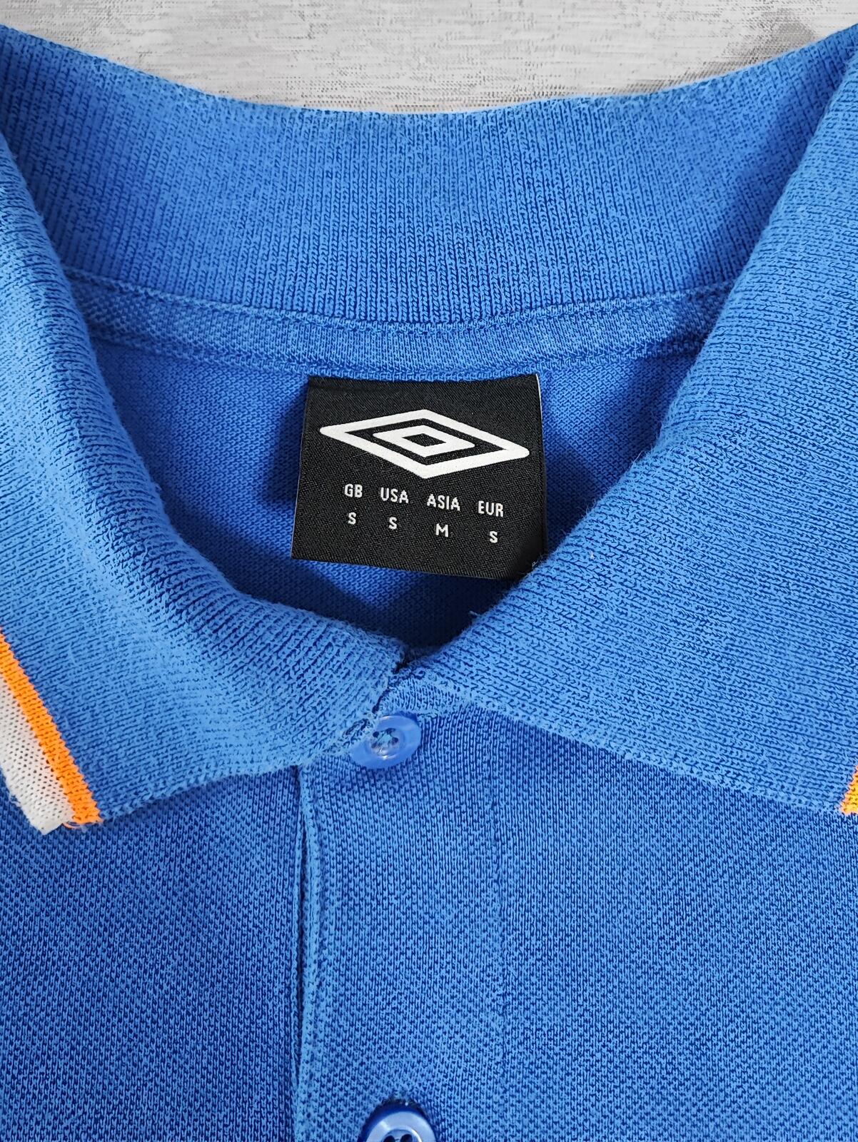 Vintage Umbro Embroidered Logo Polo Shirt Blue Retro 90s Men's Size Small S