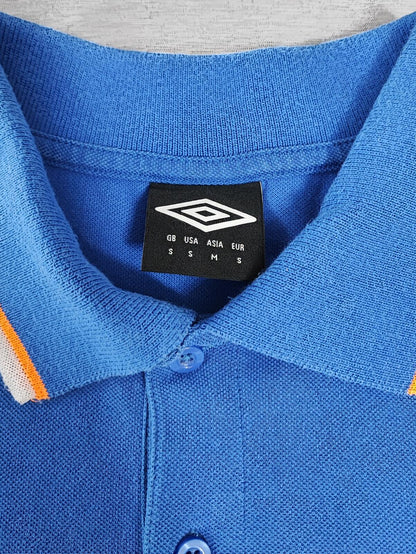 Vintage Umbro Embroidered Logo Polo Shirt Blue Retro 90s Men's Size Small S